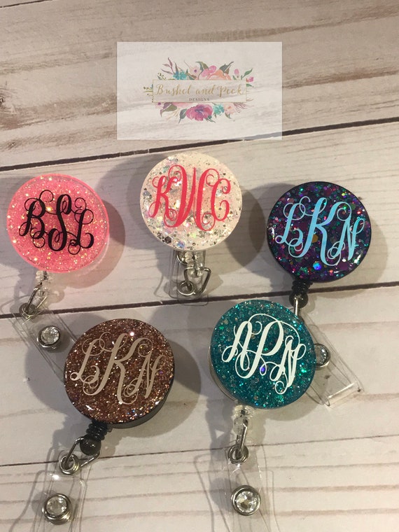 Initial Badge ReelGlitter Personalized Badge Reel