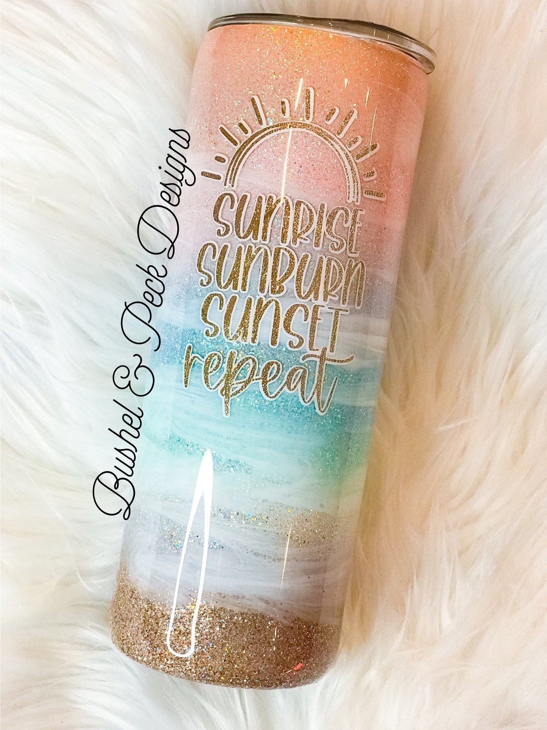 Sunset Beach Glitter Tumbler/beach Glitter Tumbler/sunrise Sunburn
