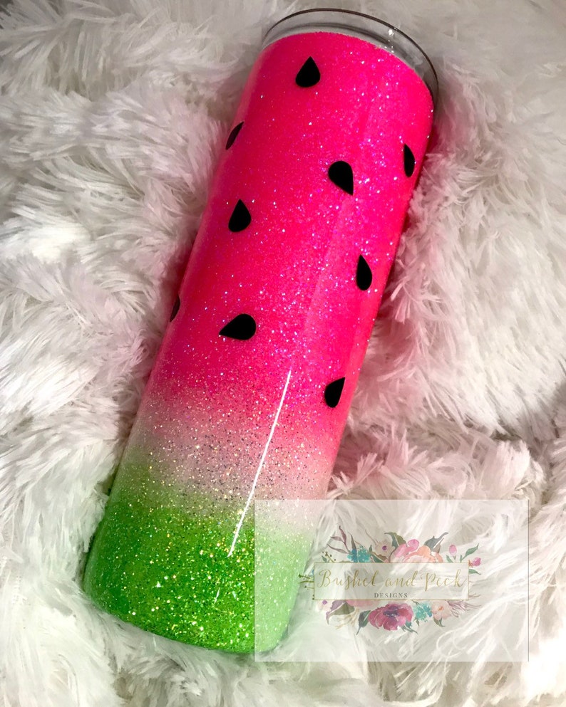 Watermelon Glitter Tumbler/glitter Tumbler/summer Glitter Etsy
