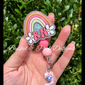 RN Rainbow badge reel, Glitter badge reel, rainbow badge reel, personalized badge reel, nurse badge reel, custom badge reel, badge reel