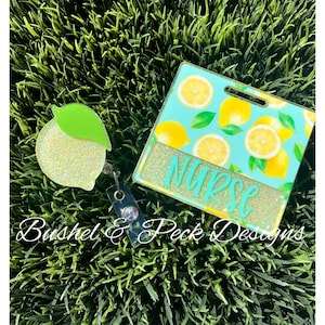 Glitter Badge buddy/ badge buddy/summer badge buddy/lemon badge buddy/lemon badge reel