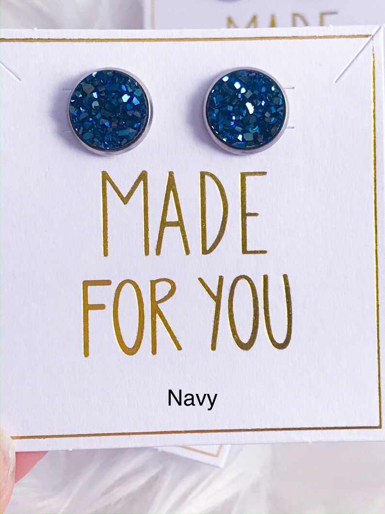 Blue druzy earringsblue faux druzywork earrings summer earrings