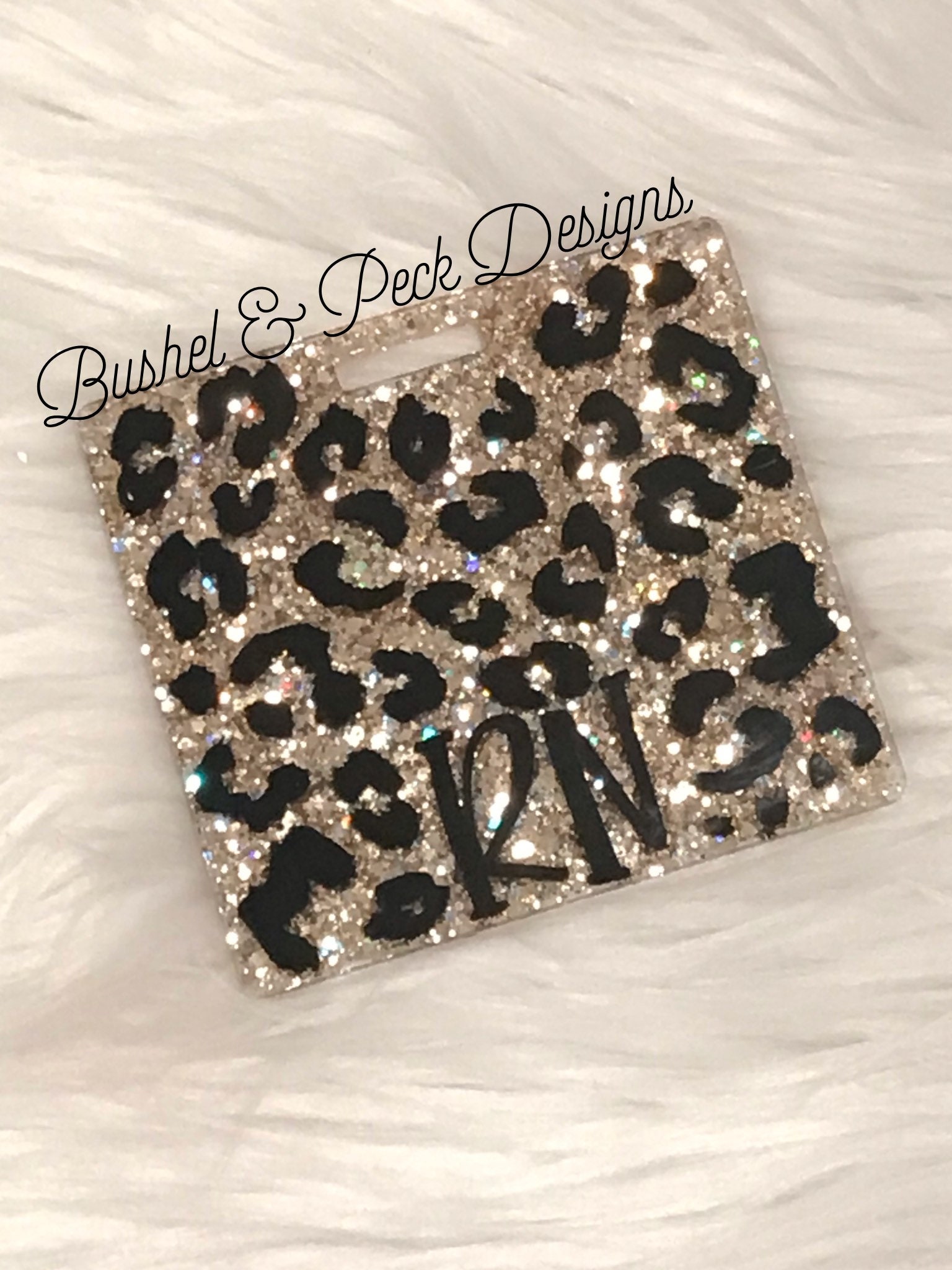 Glitter Badge buddy/ badge buddy/leopard badge buddy/leopard id tag