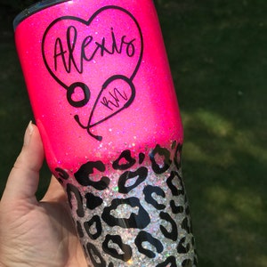 Leopard glitter tumbler/hot pink to leopard glittered tumbler/leopard tumbler/glitter yeti/glitter tumbler