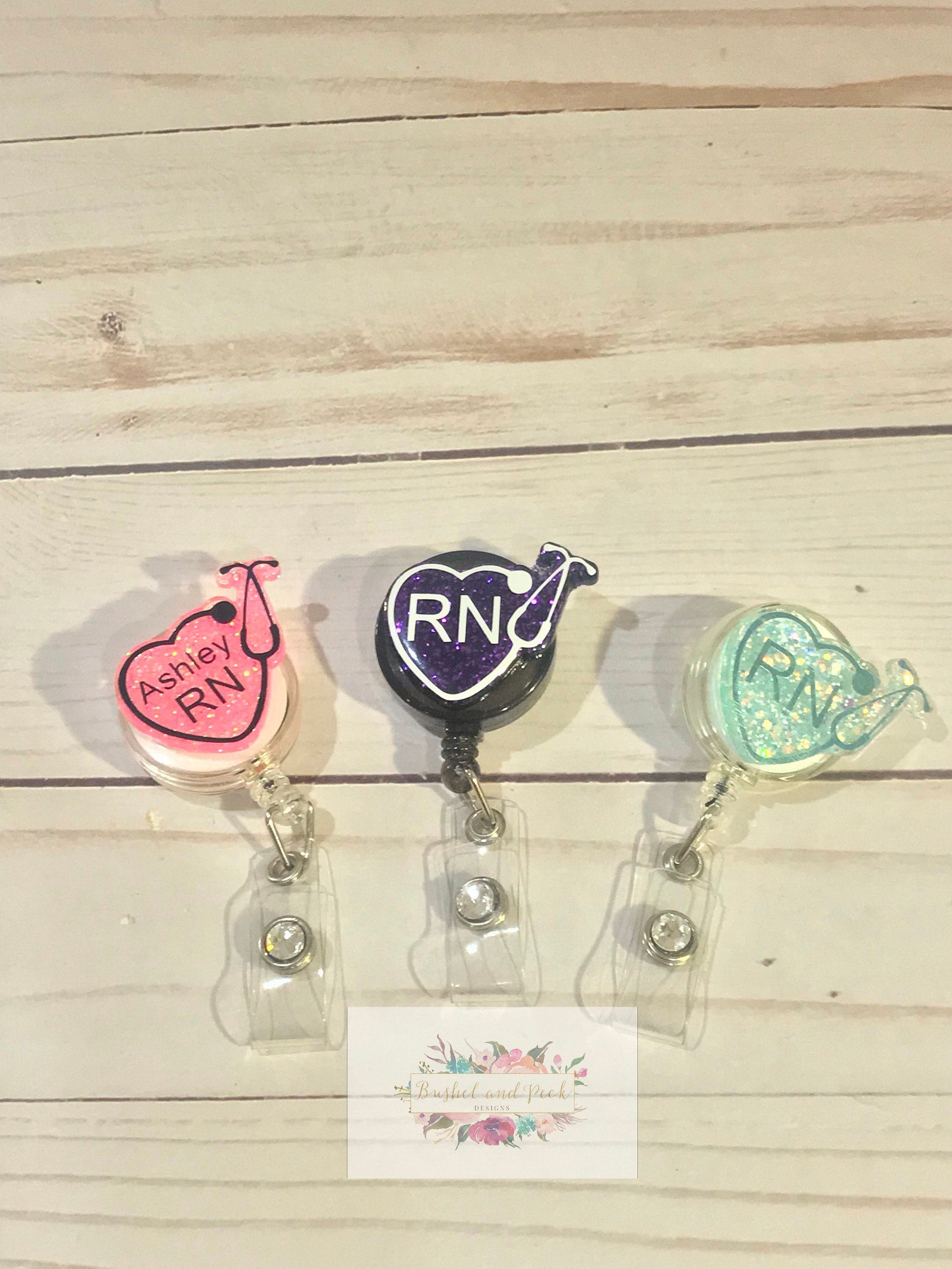 Glitter badge reel, Monogram badge reel, personalized badge reel, nur…