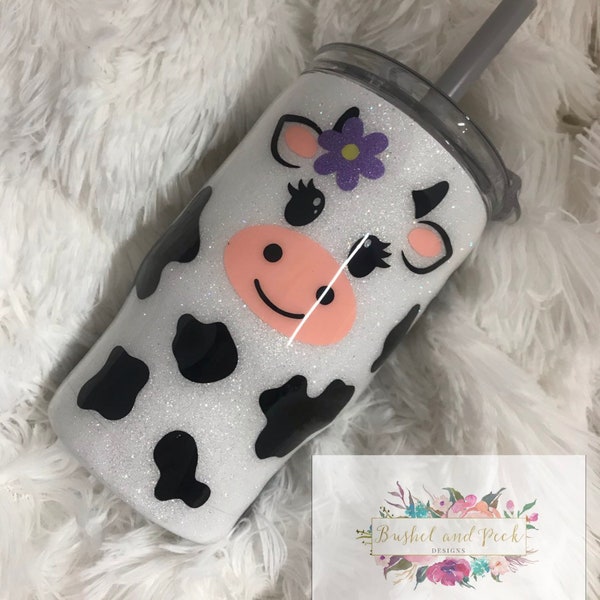 Cow tumbler/glittered cow cup/glitter tumbler/glitter yeti