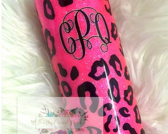 Black on Black Hot Pink 30oz 40oz Tumbler Leopard Glitter Stanley Owala &  Dupe Also Available - Etsy
