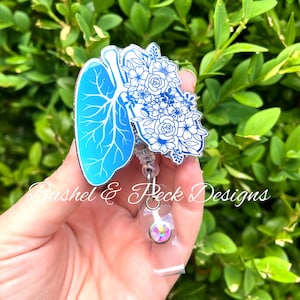 Lungs badge reel, personalized badge reel, nurse badge reel, custom badge reel, Glitter badge reel, respiratory badge reel