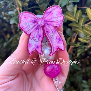Bow badge reel, Glitter badge reel, coquette badge reel, personalized badge reel, nurse badge reel, custom badge reel, badge reel