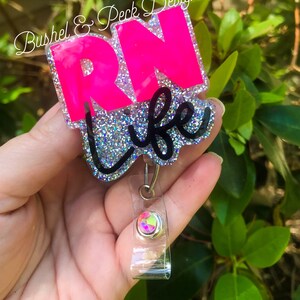 Glitter badge reel, rn badge reel, rn life badge reel, verpleegkundige badge reel, aangepaste badge reel, geregistreerde verpleegkundige badge reel, Rn leven