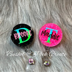 Glitter badge reel, rn badge reel, Monogram badge reel, personalized badge reel, nurse badge reel, custom badge reel, badge reel