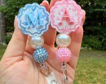 Pink coquette badge reel, Glitter badge reel, personalized badge reel, nurse badge reel, custom badge reel, coastal grandma