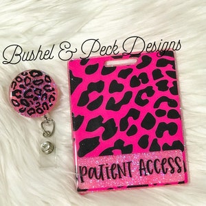 Glitter Badge buddy/ badge buddy/leopard badge buddy/leopard id tag/gold