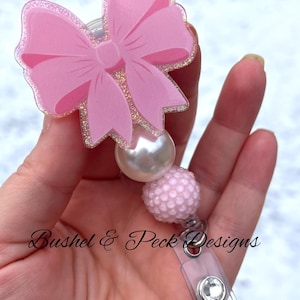 Bow badge reel, Glitter badge reel, coquette badge reel, personalized badge reel, nurse badge reel, custom badge reel, badge reel