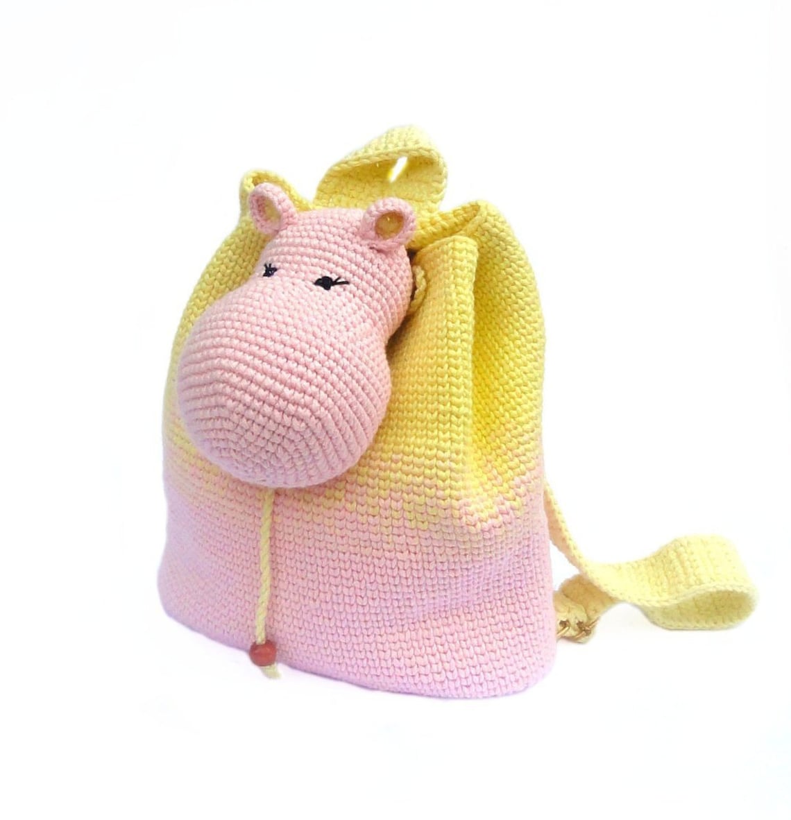 Crochet Animal Backpack Hippo Backpack Yellow Pink Crochet Etsy