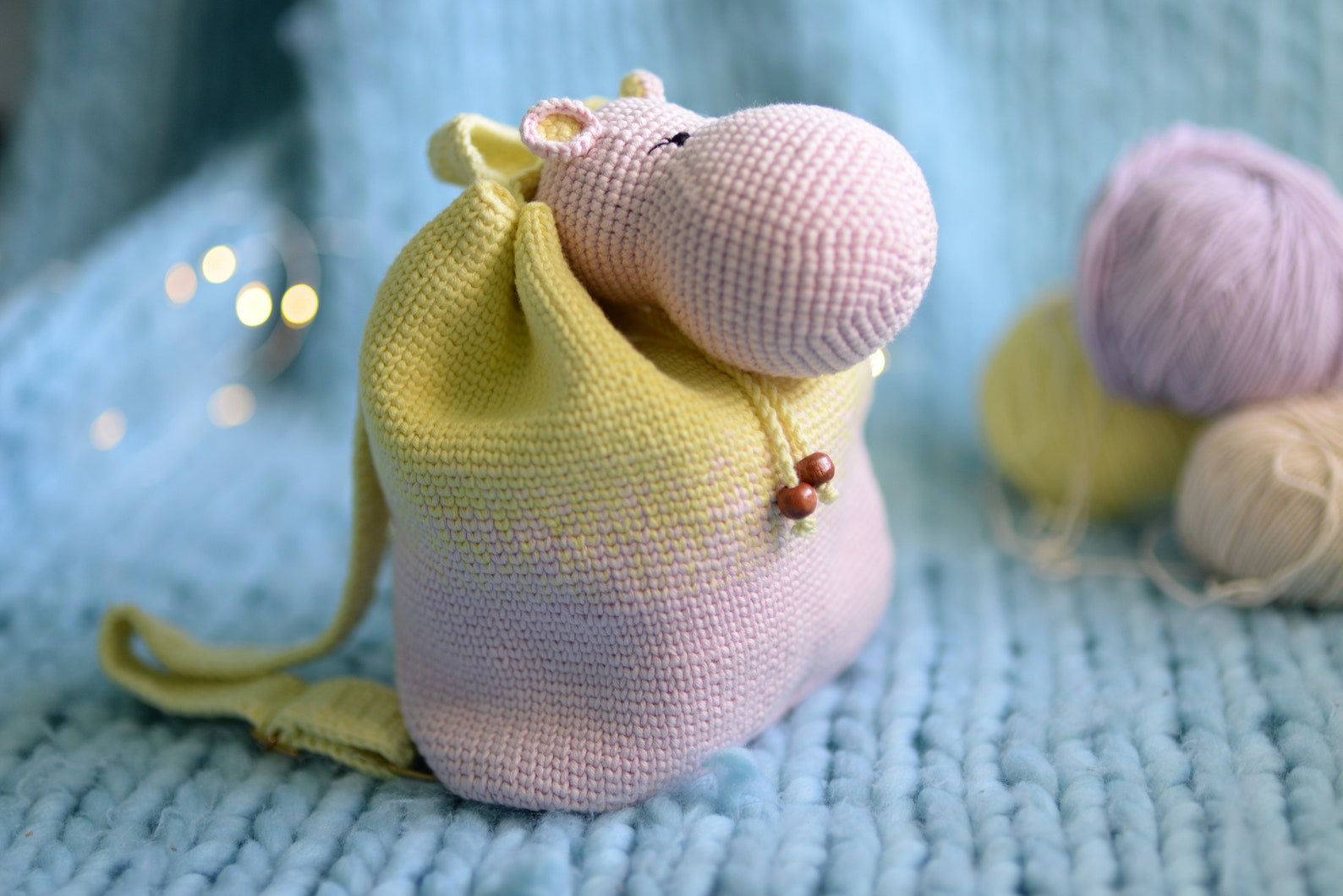 Crochet Animal Backpack Hippo Backpack Yellow Pink Crochet Etsy