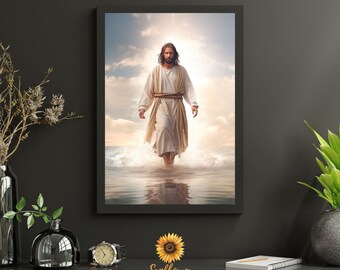 Savior Amazing Grace Digital Download Jesus Walking on Water Home Decor Wall Christian Faith Baptism Peaceful Condolence Hope Christmas Gift