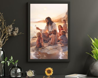 Jesus Christ Children Wall Art Digital Download  Nursery Decor LDS General Conference Christian Gift Faith Baptism Peaceful Holy Week Easter