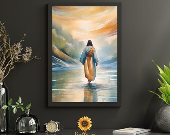 Jesus Walking on Water Digital Download Children Nursery Decor Wall Christian Faith Confirmation Baptism Peaceful Sympathy Christmas Gift