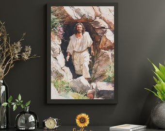 Jesus Christ Holy Week Art Easter Digital Download Resurrection Wall Decor Christian Faith Baptism Peaceful Condolence Christmas Gift