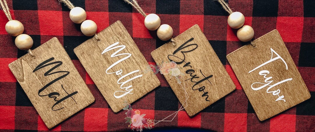 Christmas Personalized Wood Tag Rustic Farmhouse Tag - Etsy