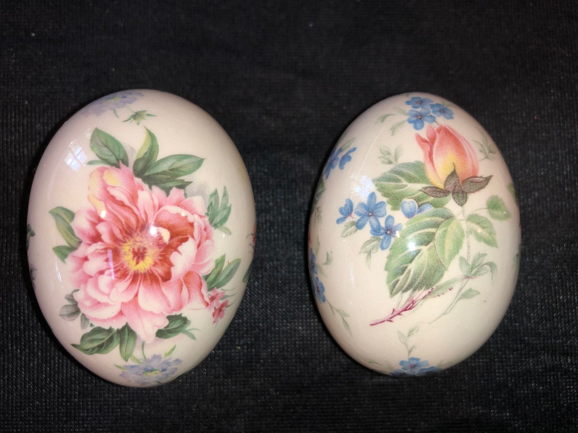 The Egg Lady Painted Ceramic Eggs Set of 6 Etsy