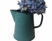 Vintage Blue Speckled Enamel Pitcher