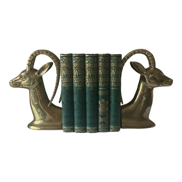 Vintage Brass Ibex Bookends