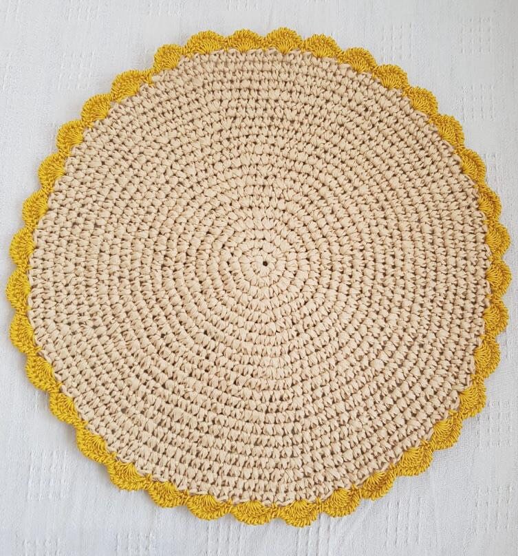 Handwoven Raffia Placemat with Crochet Trim Sold in Set of 6 Etsy