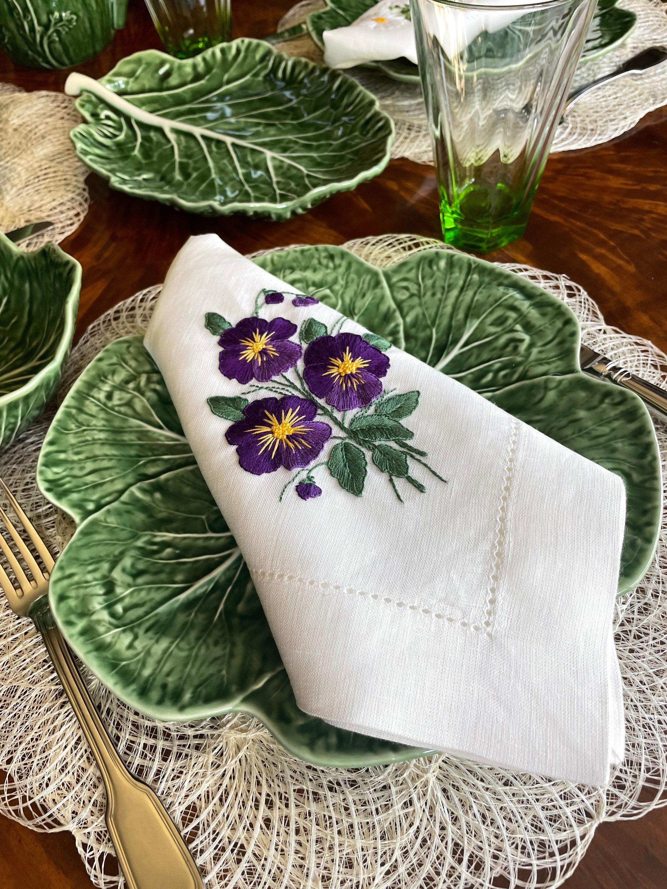 Dreamtimes Branch Flower Cloth Napkins Set of 6,Reusable Washable