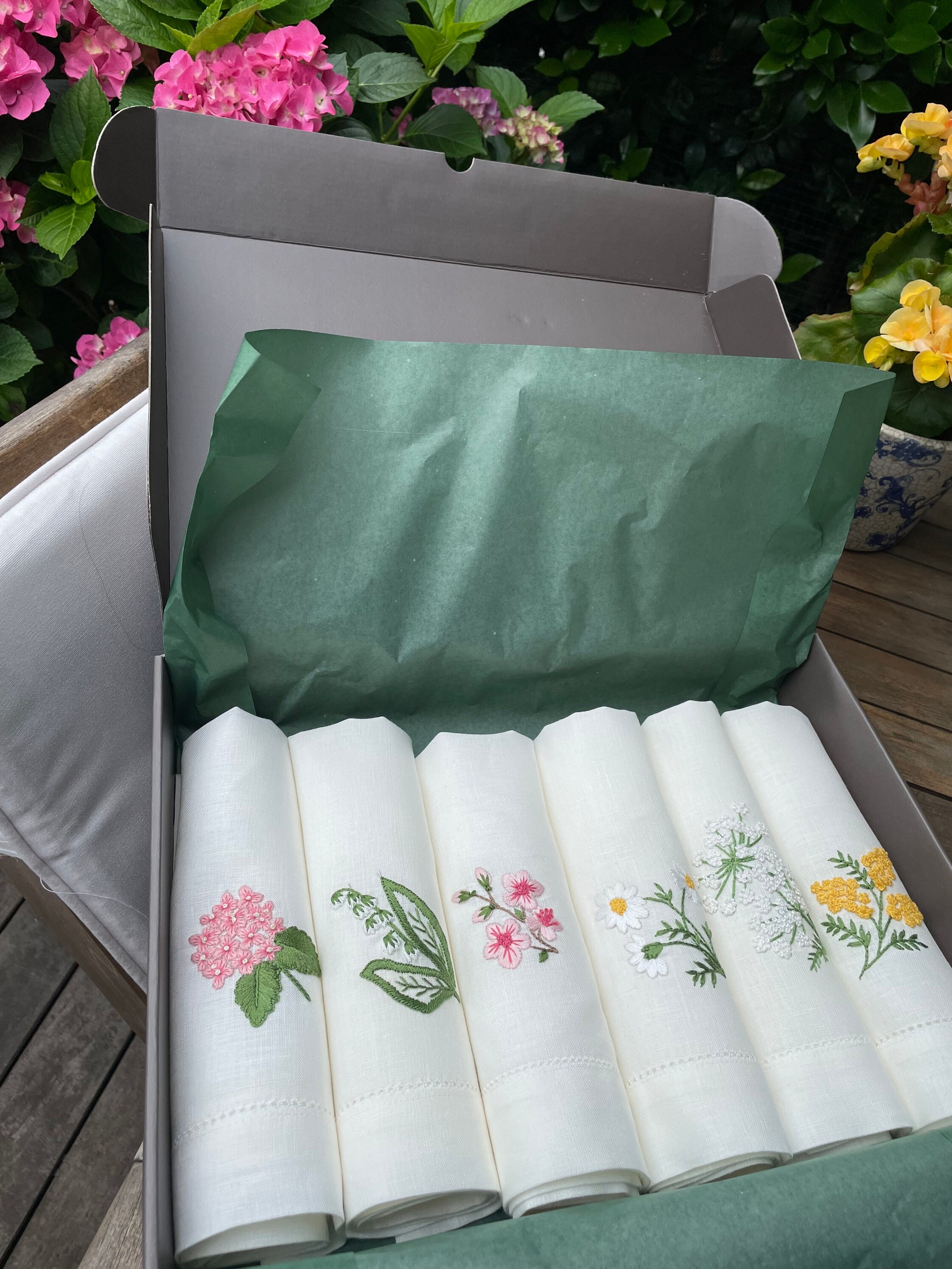 Hand Embroidered Linen Napkins Sold in set of 6 Etsy