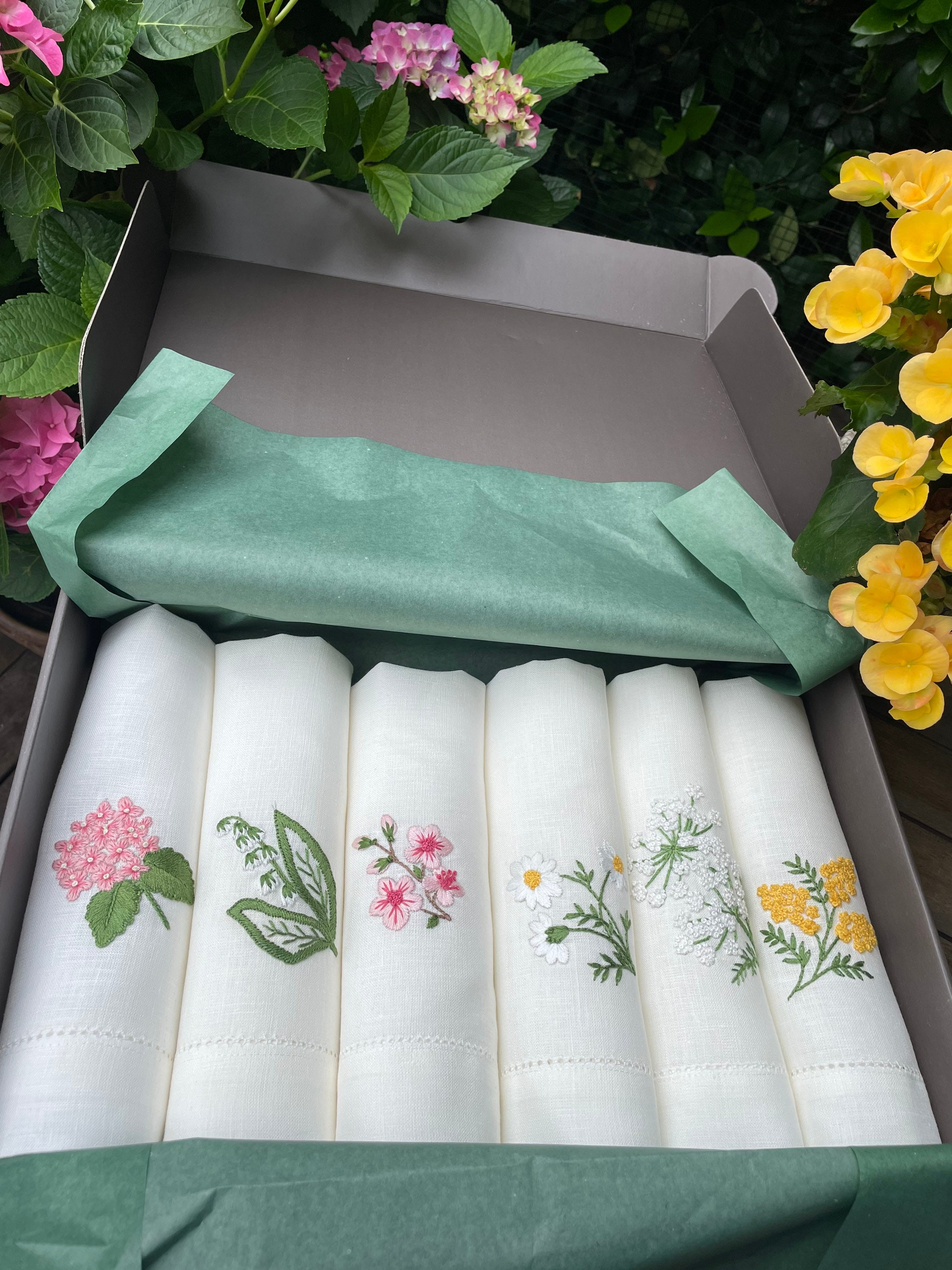 Hand Embroidered Linen Napkins Sold in set of 6 Etsy