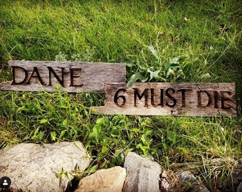 Wood Sign - The FOG - DANE & 6 MUST Die - Handmade Reclaimed Wood Engraved Sign - movie prop replica - John Carpenter