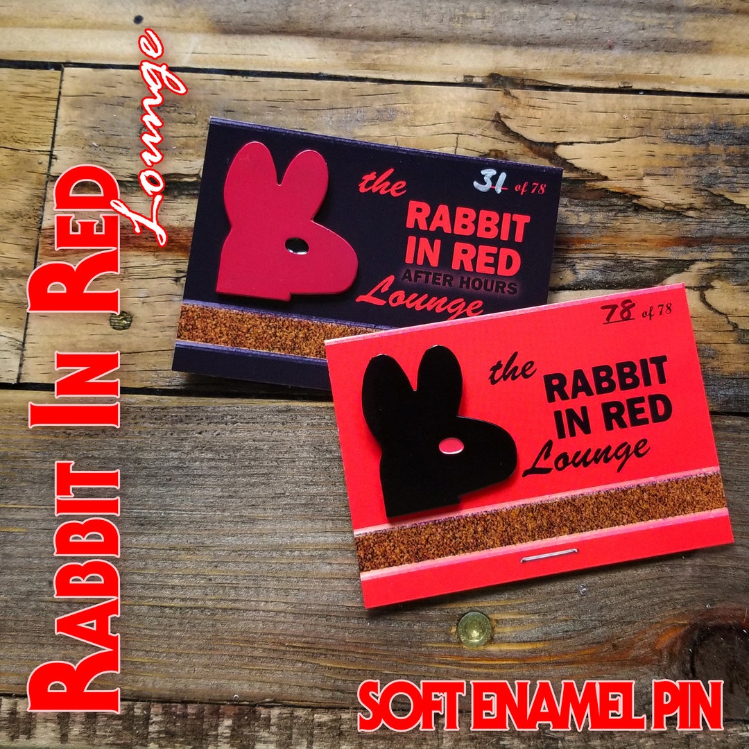 Laughing Rabbit Pin Enamel Pin - RABBIT IN RED Lounge - 1.5