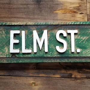 Wood Sign - ELM STREET - Handmade Reclaimed Wood 3D & Engraved Sign - movie prop replica - Nightmare on Elm St. - Freddy Krueger