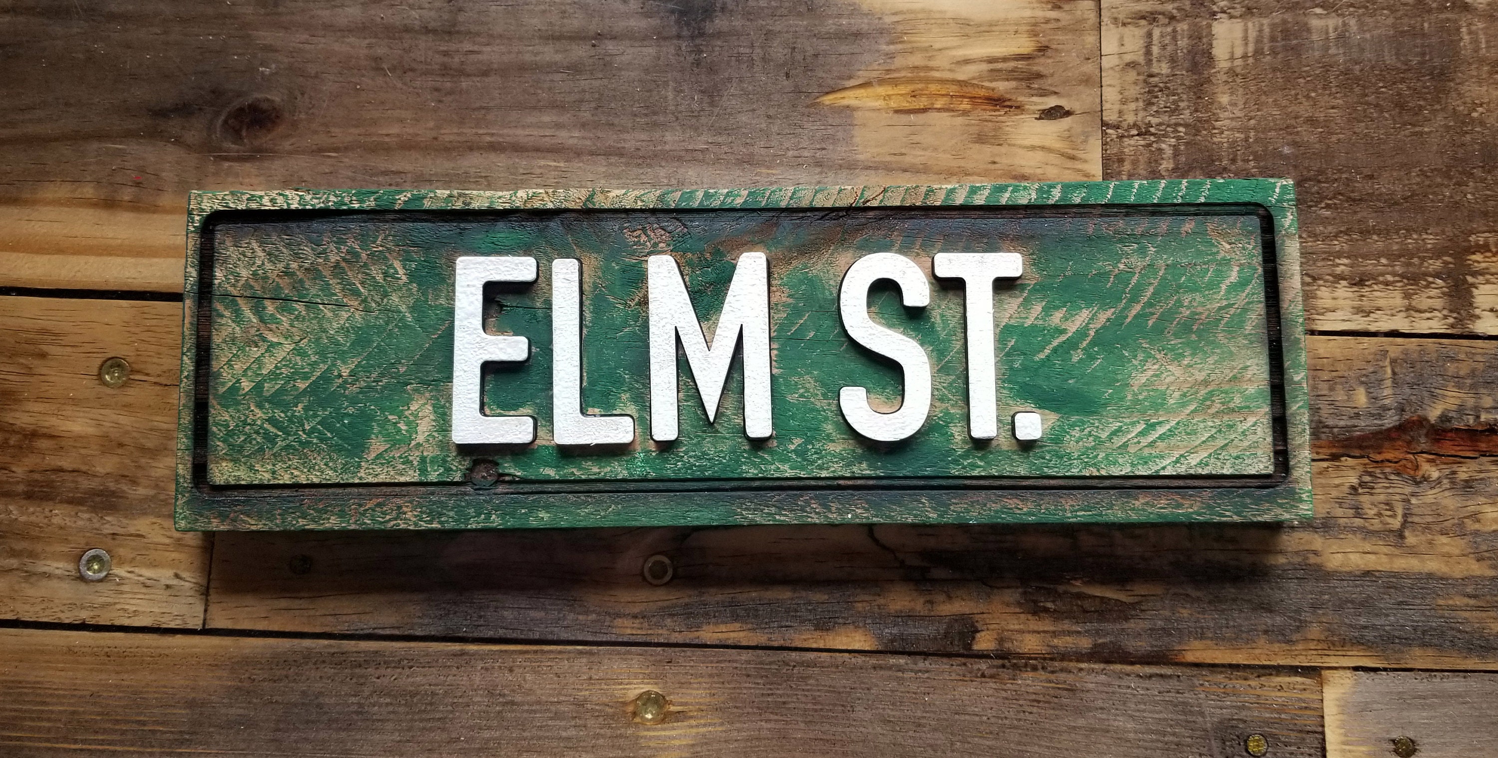 Wood Sign ELM STREET Handmade Reclaimed Wood 3D & Engraved Etsy