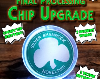 Silver Shamrock FINAL PROCESSING Chip UPGRADE - Blinking Mask Chip - 2&quot; Novelty Button - Halloween 3 Mask