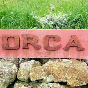 Prop Replica - ORCA - WOOD SIGN - Handmade Reclaimed Wood 3D & Engraved Sign - movie prop replica - Jaws