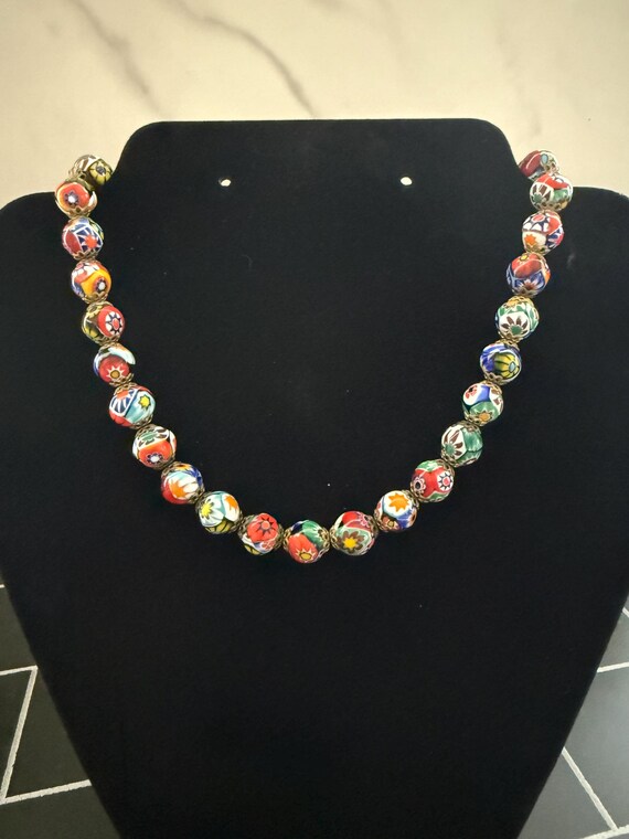 Vintage Venetian Murano Millefiori Glass Bead Necklace