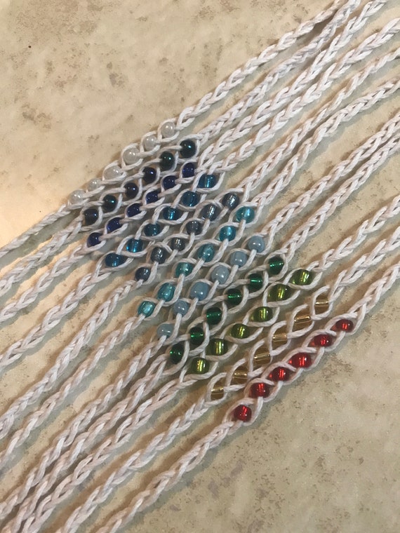 Beaded Hemp Wish Bracelet, Simple Bracelet, Wish Bracelet, Beaded Bracelet, Boho Jewelry, Friendship Bracelet, you choose color!