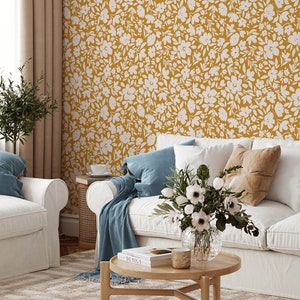 Boho Ditsy Flowers Wallpaper | Removable Self Adhesive Botanical Wallpaper | Kids Room Peel and Stick or Pre-Pasted Wallpaper | Eco Friendly