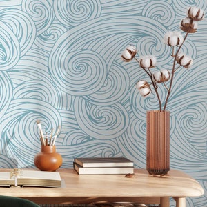 Ocean Waves Peel and Stick Wallpaper | Removable Self Adhesive Waves Wallpaper | Peel and Stick or Pre-Pasted Wallpaper