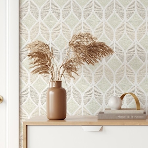 Geometric Abstract Wallpaper Removable Self Adhesive Neutral Wall Decor Geometrical Minimalistic Peel and Stick or Pre-Pasted Eco Wallpaper