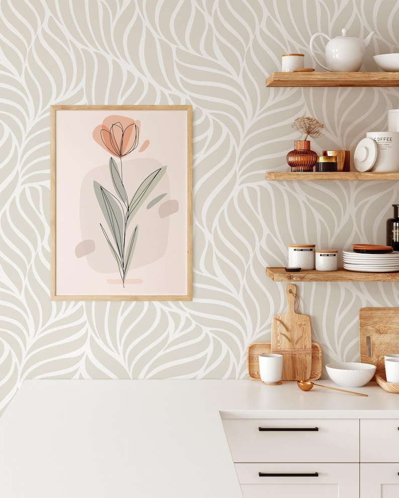 Minimalistic Scandinavian Wallpaper | Removable Self Adhesive Abstract ...