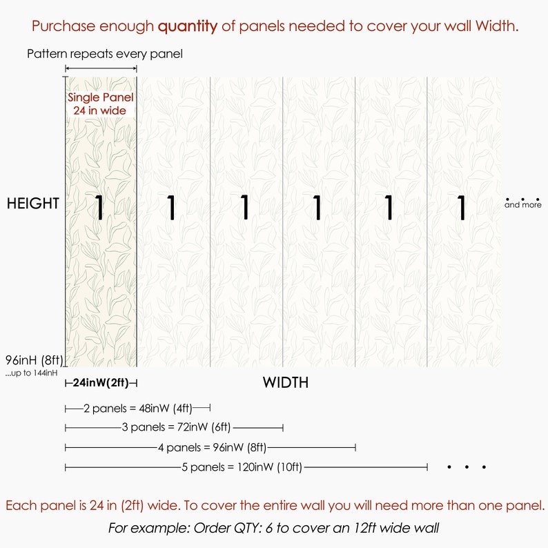 Green Leaves Floral Wallpaper Removable Self Adhesive Minimalistic