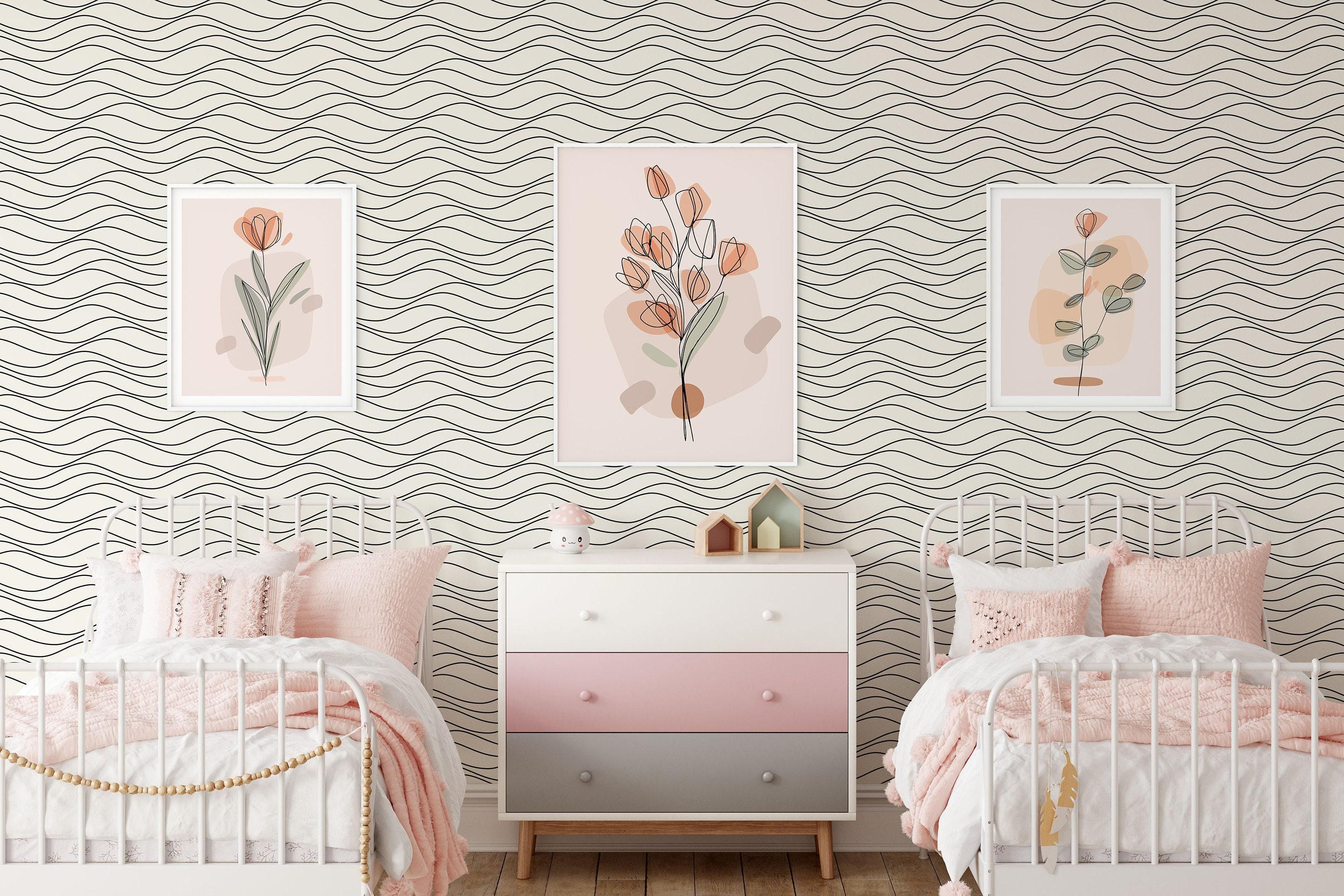 Linear Wavy Waves Peel and Stick Wallpaper | Removable Self Adhesive ...