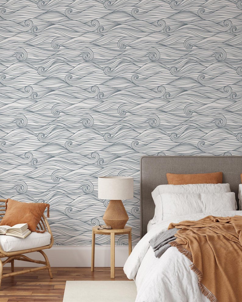 Sea Waves Peel and Stick Wallpaper Removable Self Adhesive Ocean Waves ...