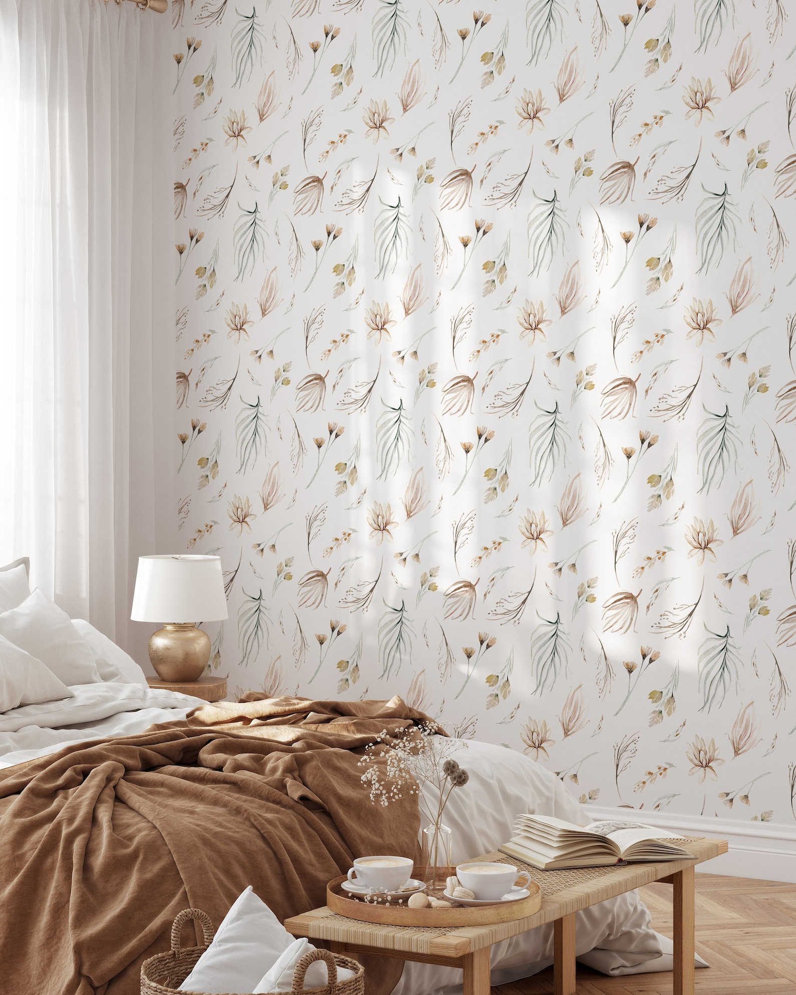 Modern Botanical Wallpaper Removable Self Adhesive Etsy