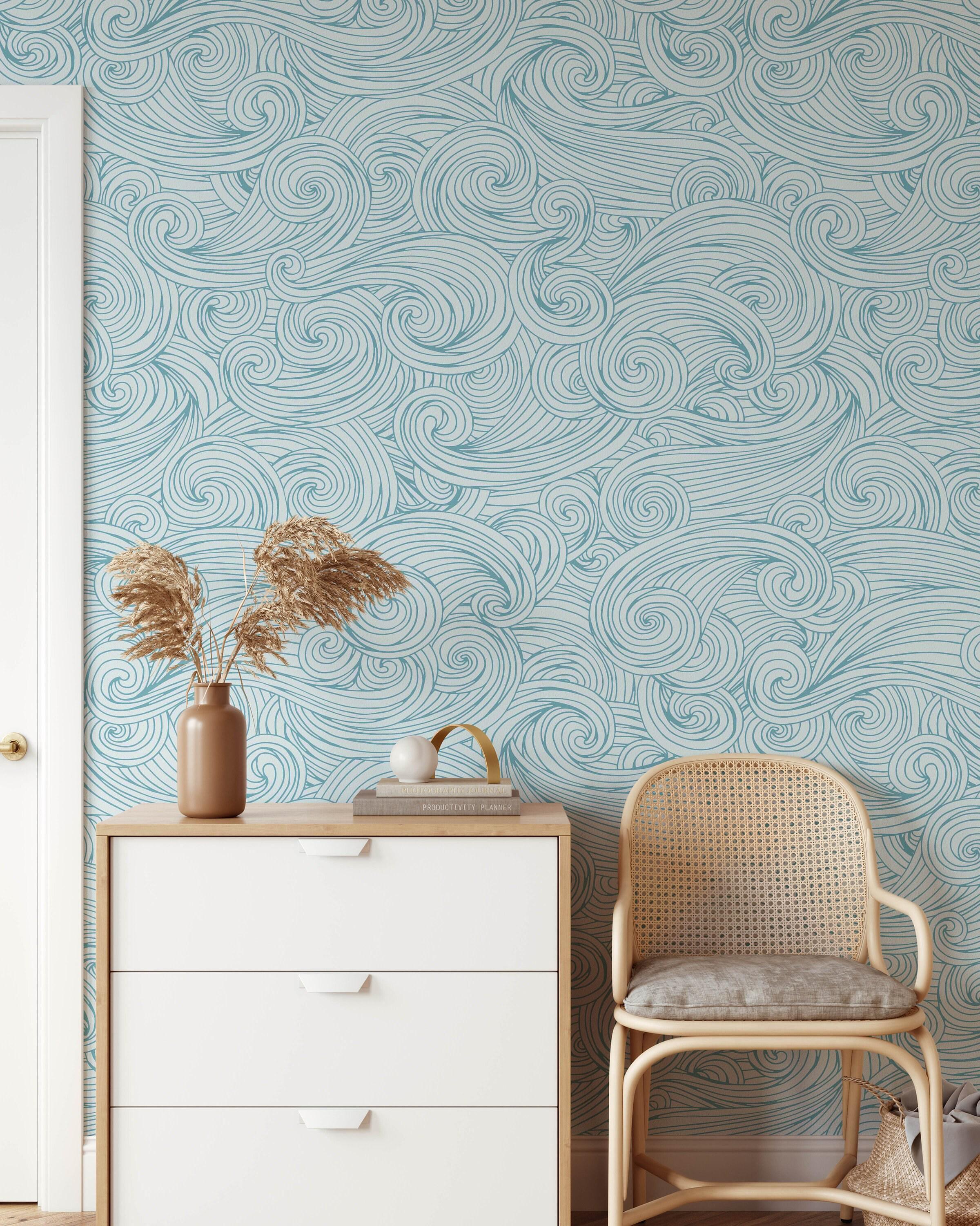Ocean Waves Peel and Stick Wallpaper | Removable Self Adhesive Waves ...