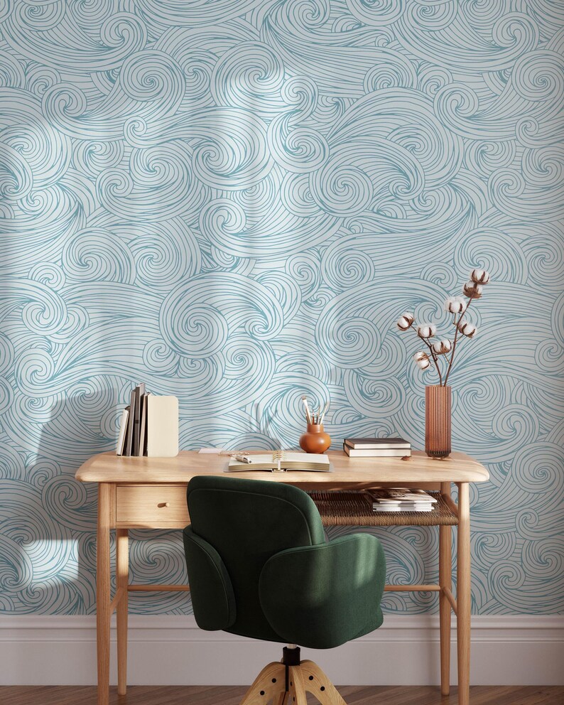 Ocean Waves Peel and Stick Wallpaper | Removable Self Adhesive Waves ...